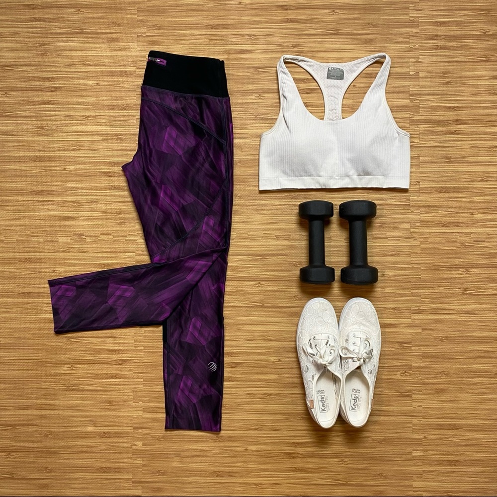 7/8 Length Purple & Black Leggings
